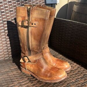 BED|STU Tan Leather Moto Boots